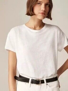 J. Crew White Short Sleeve Linen Tee XS